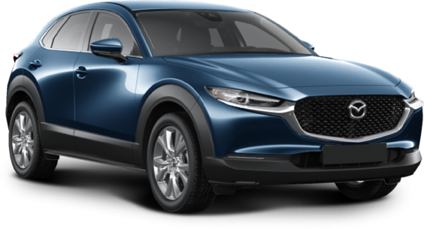 Mazda CX-30 в цвете deep crystal blue